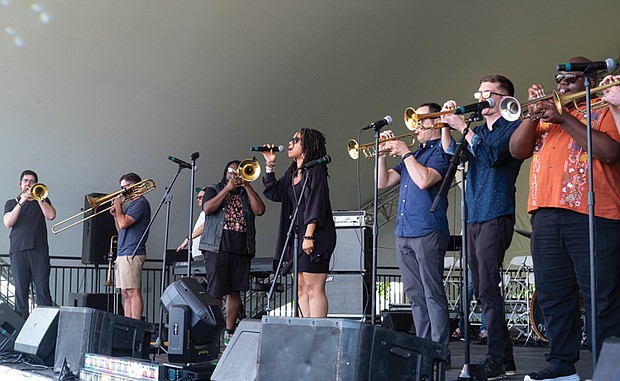 No BS! Brass Band performs at the RVA East End Festival. The free event raises money for music and cultural arts programs at Richmond Public Schools.