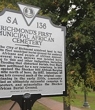 A state historical marker for Richmond’s first city-run African cemetery was unveiled Thursday, Oct. 10, at 1541 E. Broad St. during the 22nd Annual Gabriel Gathering. The cemetery, established in 1799, served as a burial ground for enslaved and free Africans. The marker highlights community efforts to reclaim the site.