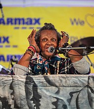 Musician Lonnie Holley, known for his Afro-futuristic jazz, funk, and soul, performs on the CarMax Stage at the Richmond Folk Festival on Saturday, Sept. 28.