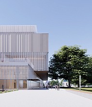 Artist rendering of the McGlothlin Wing II seen from the north.