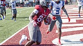 Virginia Union University tight end Kalen Carver (#80) hauls in his first touchdown of the day during the Panthers’ 35-0 victory over Elizabeth City State at Hovey Stadium. Carver’s two touchdown catches helped lead to its second consecutive shutout over the Vikings.