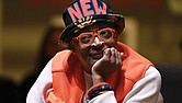 Film director Spike Lee is honored at a superfan ceremony at the Basketball Hall of Fame, Sunday, Oct. 13, in Springfield, Mass. Lee, actor Jack Nicholson, comedian Billy Crystal and businessman Alan Horwitz were added to the Naismith Memorial Basketball Hall of Fame’s James F. Goldstein SuperFan Gallery.