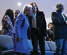 Democratic presidential nominee Vice President Kamala Harris, right, hugs former Rep. Eva Clayton of North Carolina during a church service Oct. 13 at Koinonia Christian Center in Greenville, N.C.