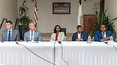 Mayoral candidates Harrison Roday, Andreas Addison, Michelle Mosby, Danny Avula and Maurice Neblett
participate in a forum held Tuesday at Mount Calvary Baptist Church and hosted by the Greater Fulton Civic
Association and the League of Women Voters of Richmond Metro Area. The candidates addressed issues
such as education funding, affordable housing and revitalizing the Greater Fulton area.