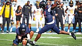 Virginia State kicker Joshua Campbell delivers as the Trojans extended their lead in a dominant win over Elizabeth City State.