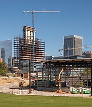 Construction progresses on the new Allianz Amphitheater at Riverfront in Downtown Richmond. Sponsored by Allianz Partners, the 7,500-seat venue is scheduled to open next summer, bringing top touring artists, over 300 jobs, and an estimated $30.6 million in annual economic impact to the area.