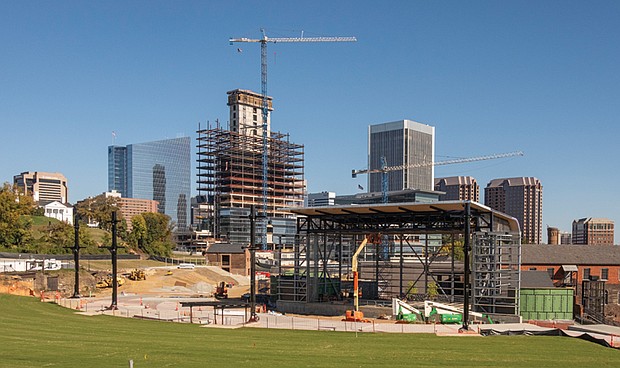 Construction progresses on the new Allianz Amphitheater at Riverfront in Downtown Richmond. Sponsored by Allianz Partners, the 7,500-seat venue is scheduled to open next summer, bringing top touring artists, over 300 jobs, and an estimated $30.6 million in annual economic impact to the area.