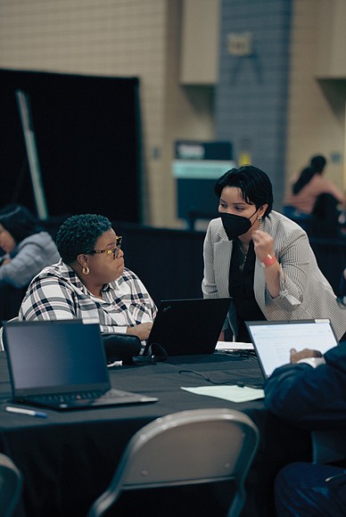 Job seekers connect with potential employers at the Reform Alliance and Roc Nation Job Fair at the Greater Richmond Convention Center last week.