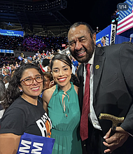Harris County Judge Lina Hildago, Amanda Edwards, and Congressman AL Green