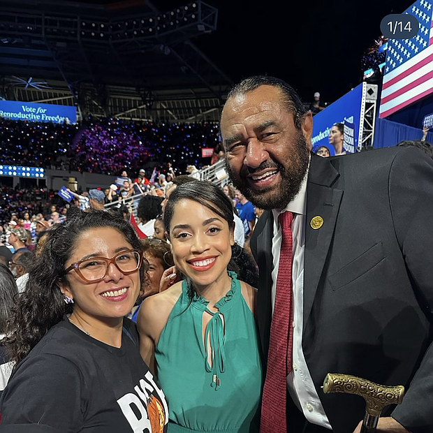 Harris County Judge Lina Hildago, Amanda Edwards, and Congressman AL Green