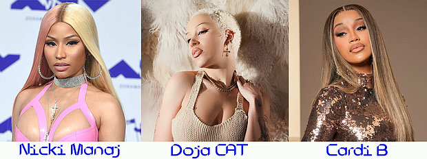 Nicki Minaj, Doja Cat, and Cardi B