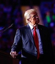 Republican presidential nominee, former President Donald Trump greets supporters during a campaign rally at Lee’s Family Forum in Henderson, Nevada, on Thursday, October 31.
Mandatory Credit:	Chip Somodevilla/Getty Images via CNN Newsource