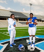 Aldine Mustangs' Keishon Wiser and Dereon Williams