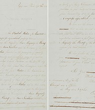 The letter is an example of America's emerging foreign policy at the time.
Mandatory Credit:	Courtesy Bonhams via CNN Newsource