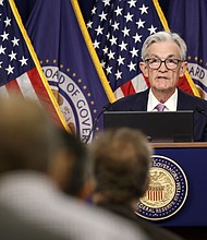 Federal Reserve Chair Jerome Powell speaks at the William McChesney Martin Jr. Federal Reserve Board Building on September 18 in Washington, DC.
Mandatory Credit:	Anna Moneymaker/Getty Images via CNN Newsource