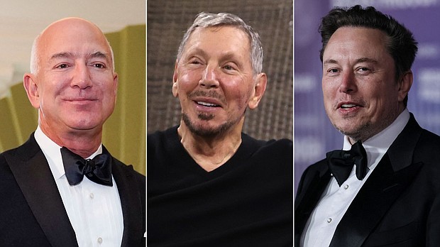 Billionaires Jeff Bezos, Larry Ellison and Elon Musk all saw their net wealth rise.
Mandatory Credit:	Getty Images via CNN Newsource