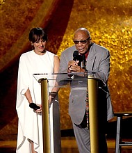 Rashida Jones and Quincy Jones in Los Angeles in 2018.
Mandatory Credit:	Maury Phillips/Getty Images for BET via CNN Newsource