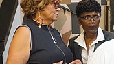 City Council members Ellen Robertson and Cynthia Newbille during an election night watch party Nov. 5 at The Black Olive restaurant.