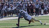 Reginald Vick Jr. hauls in a reception from Mark Wright as Virginia Union University crushes Bluefield State University 91-0, tying a 108-year-old record Saturday, Nov. 2, at Hovey Stadium.