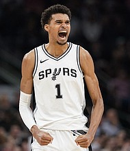 Victor Wembanyama scored 34 points while also adding 14 rebounds, six assists and three blocks in the Spurs' win over the Kings.
Mandatory Credit:	Scott Wachter/USA TODAY Sports/Reuters via CNN Newsource