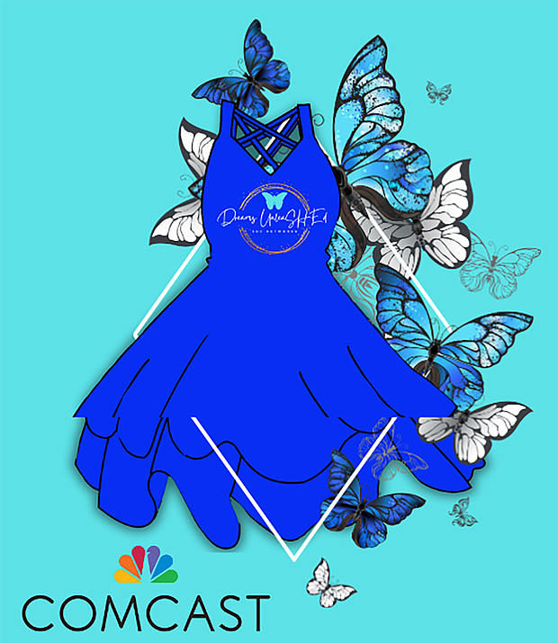 Blue Dress LOGO with Comcast LOGO