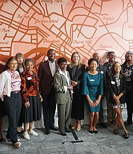 Leaders from Health Equity Fund partner groups stand with Mayor Levar M. Stoney, City Council members Cynthia
Newbille and Katherine Jordan, Richmond and Henrico Health Districts Director Elaine Perry, and Health Equity Fund Program Officer Shaleetta Drawbaugh at the St. Luke Legacy Center.