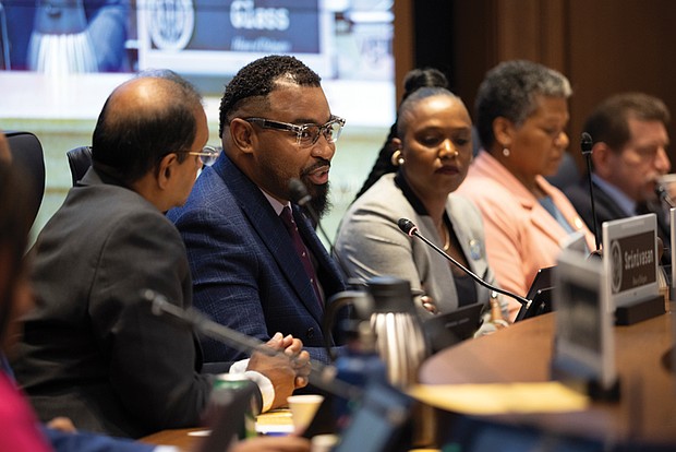 Delegate Joshua Cole, 65th District, speaks in support of a bill to protect same-sex marriage during the House Privileges and Elections Committee hearing Wednesday, Nov. 13, at the General Assembly Building.