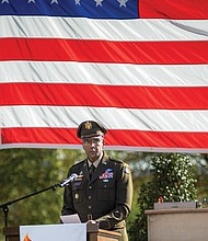 Gen. Gary Brito, commanding general of the U.S. Army Training and Doctrine Command, delivers keynote remarks during the ceremony.
