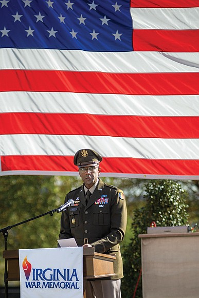 Gen. Gary Brito, commanding general of the U.S. Army Training and Doctrine Command, delivers keynote remarks during the ceremony.