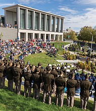 Hundreds gather Nov. 11 at the Virginia War Memorial for the Commonwealth’s Veterans Day Ceremony in the E. Bruce Heilman Amphitheater, with veterans from all service branches, public officials, and U.S. Army and Navy personnel in attendance.