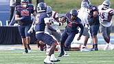 Virginia State University quarterback Romelo Williams calls his own number as the team defeated the Virginia Union Panthers 35-28 on Saturday, Nov. 9, in Ettrick.