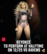 Beyonce will perform at the Texans vs. Ravens/Credit: Daniela Vesco