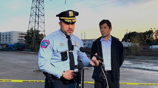 Minneapolis Police Chief Brian O'Hara speaks during a press conference on October 28 in Minneapolis.
Mandatory Credit:	Minneapolis Police via CNN Newsource