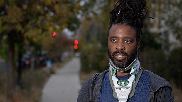 This still from video shows Davis Moturi, who suffered a gunshot to the neck as well as a concussion and fractured ribs, according to authorities.
Mandatory Credit:	CNN via CNN Newsource