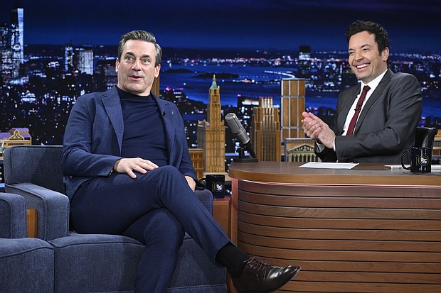 (From left) Jon Hamm and Jimmy Fallon are pictured here on the set of 'The Tonight Show with Jimmy Fallon' on November 17.
Mandatory Credit:	Todd Owyoung/NBC/Getty Images via CNN Newsource