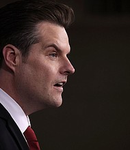 Matt Gaetz speaks during a news conference at the US Capitol on February 13.
Mandatory Credit:	Alex Wong/Getty Images/File via CNN Newsource