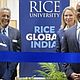 (From left to right) Amy Dittmar, Howard R. Hughes Provost and executive vice president for academic affairs; Ramamoorthy Ramesh, executive vice president for research; Caroline Levander, vice president for global; Reginald DesRoches, president.