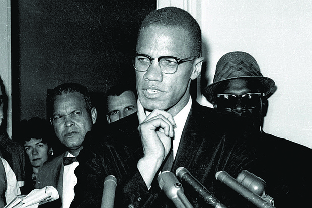 Malcolm X speaks to reporters, May 16, 1963, in Washington, D.C.