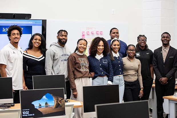 Howard University athletes, faculty and guests attend a Robinhood Markets Money Drills program announcement, extending comprehensive financial education to student-athletes at Howard's School of Business.