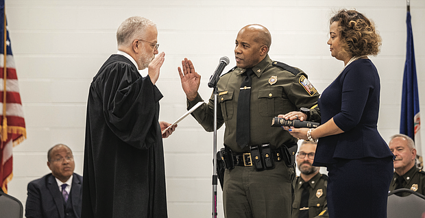 Col. Edward F. Carpenter Jr., is sworn in as Chesterfield’s ninth police chief Nov. 19 at the Beulah Recreation Center.