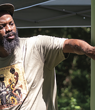 Urban farmer Duron Chavis at the Bensley Agrihood Service Day on June 23.