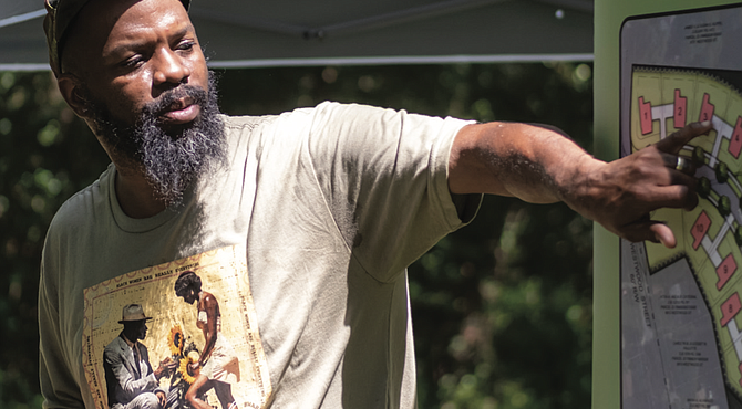 Urban farmer Duron Chavis at the Bensley Agrihood Service Day on June 23.