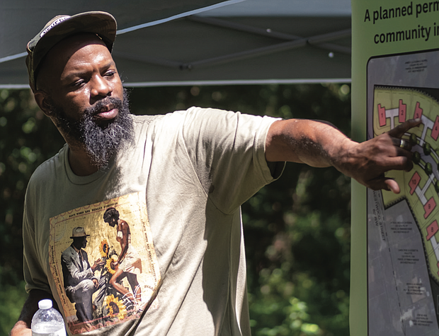 Urban farmer Duron Chavis at the Bensley Agrihood Service Day on June 23.