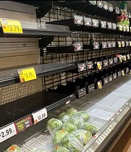 Stop & Shop stores across Massachusetts had empty shelves on Monday due to a cyberattack.
Mandatory Credit:	WBZ via CNN Newsource