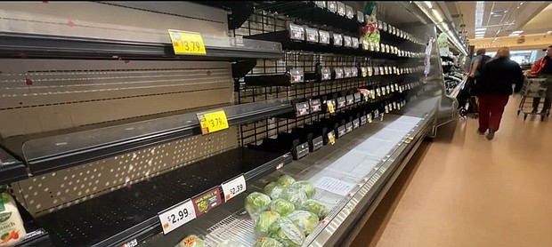 Stop & Shop stores across Massachusetts had empty shelves on Monday due to a cyberattack.
Mandatory Credit:	WBZ via CNN Newsource