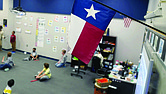 A Texas flag is displayed December 2020 in an elementary school in Murphy, Texas.