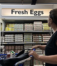 A customer walks by a display of fresh eggs at a grocery store in San Anselmo, California on September 25. Egg prices have risen steadily over the past two years.
Mandatory Credit:	Justin Sullivan/Getty Images via CNN Newsource