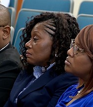 Family of Ajike “AJ” Owens are seen in the courtroom during a hearing in the trial of Susan Lorincz on August 14.
Mandatory Credit:	Pool/WESH via CNN Newsource