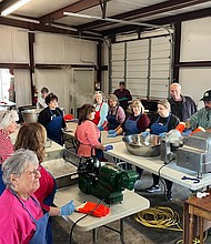 Volunteers with Operation Thanksgiving Blessings are preparing food for a Thanksgiving feast they will drive over five hours to distribute to people in need in Avery County, North Carolina after Tropical Storm Helene devastated parts of western North Carolina.
Mandatory Credit:	Angie Acree and Michael Keeter via CNN Newsource
