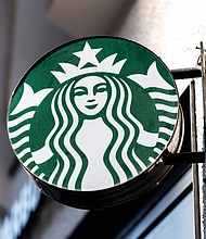 Starbucks forced to pay its baristas manually because of a ransomware attack on third-party software, and the Starbucks logo is seen on September 21.
Mandatory Credit:	Matthias Balk/picture alliance/Getty Images via CNN Newsource